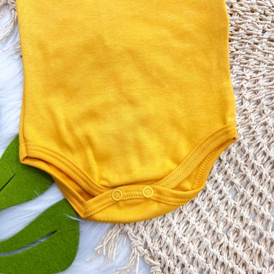 Conj. Body Duas Flores e Short Floral Tropical - Mostarda e Off White